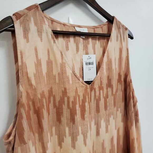 Pure Jill Womens Coastal Artsy Ikat Maxi Dress Size 2X Orange Sleeveless NWT - Picture 3 of 12